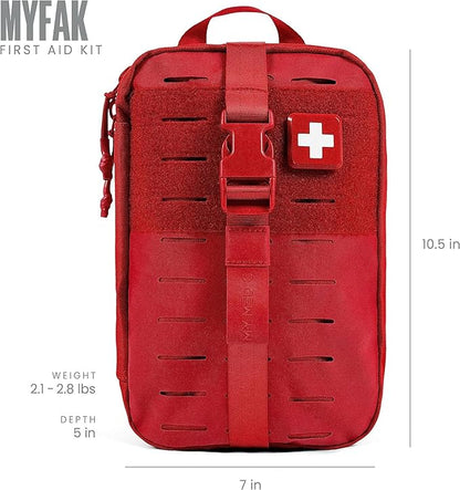 MY MEDIC MyFAK Standard Ifak First Aid Kit - 132 Life Saving Trauma and Medical Items - HSA FSA Survival Kit for Camping or Your Car - RED