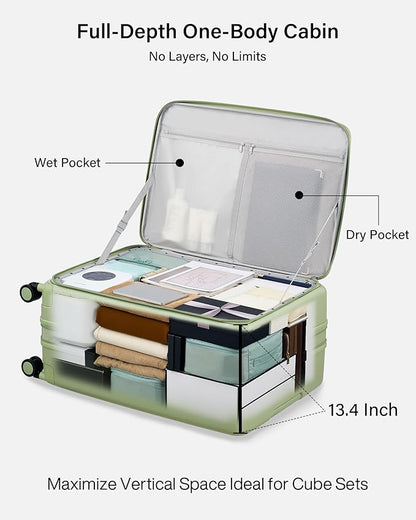 Hanke Hardside Expandable Large Checked Luggage, 28 Inch Top Opening Trunk Luggages with Spinner Wheels, All-PC Hard Shell Suitcase, Lightweight TSA Approved (Bamboo Green, 120L)