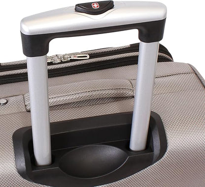 SwissGear Sion Softside Expandable Luggage – Carry-On Suitcase with 360 Degree Wheels & Retractable Handle – 21 Inch, Perfect for 1-3 Night Trips – Pewter