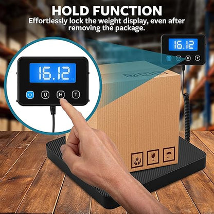 Smart Weigh Digital Postal Shipping Scale, 220 lb Capacity, 0.1 oz Readability, Hold & Tare Function, Includes Batteries & USB-C