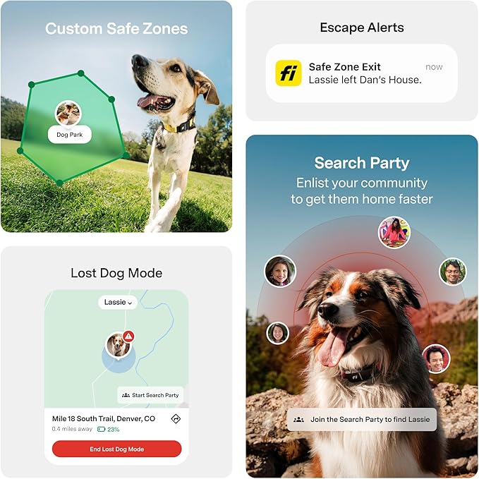 New Fi Series 3+ Smart Dog Tracker Collar [6 Month Membership Included] GPS Tracker for Dogs with Health & Behavior Monitoring, Escape Alerts, Waterproof, LED, Apple Watch Compatible (Yellow, X-Large)