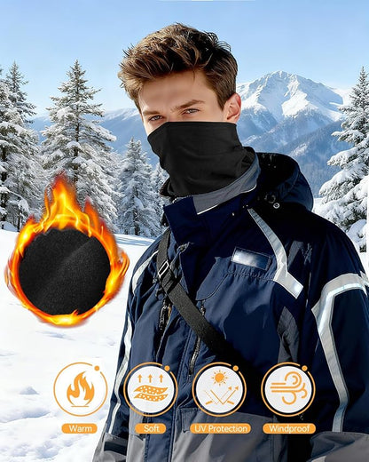 4 Pack Winter Neck Warmer, Neck Gaiter Ski for Men & Women, Soft Fleece Face Cover Mask Scarf for Cold Weather