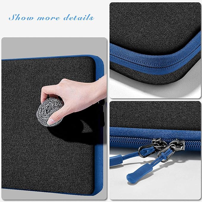 Slim Laptop Case 13.3 14 inch Sleeve, Rainproof & Shockproof Carrying Case for Notebooks Compatible with MacBook Pro 14" and All Models 13.3" MacBook Air/Pro, Most Popular 13"-14" PC,Black-Blue
