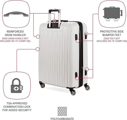 SwissGear 7272 Energie Expandable Hardside Luggage with Spinner Wheels and TSA Lock, White, 2-Piece Set (19/27)