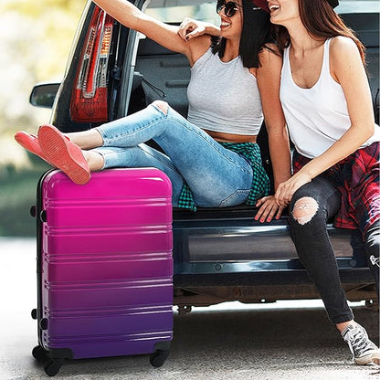 Hardshell Luggage Sets 3 Piece Gradient Color Expandable Suitcase with Spinner Wheels and TSA Lock