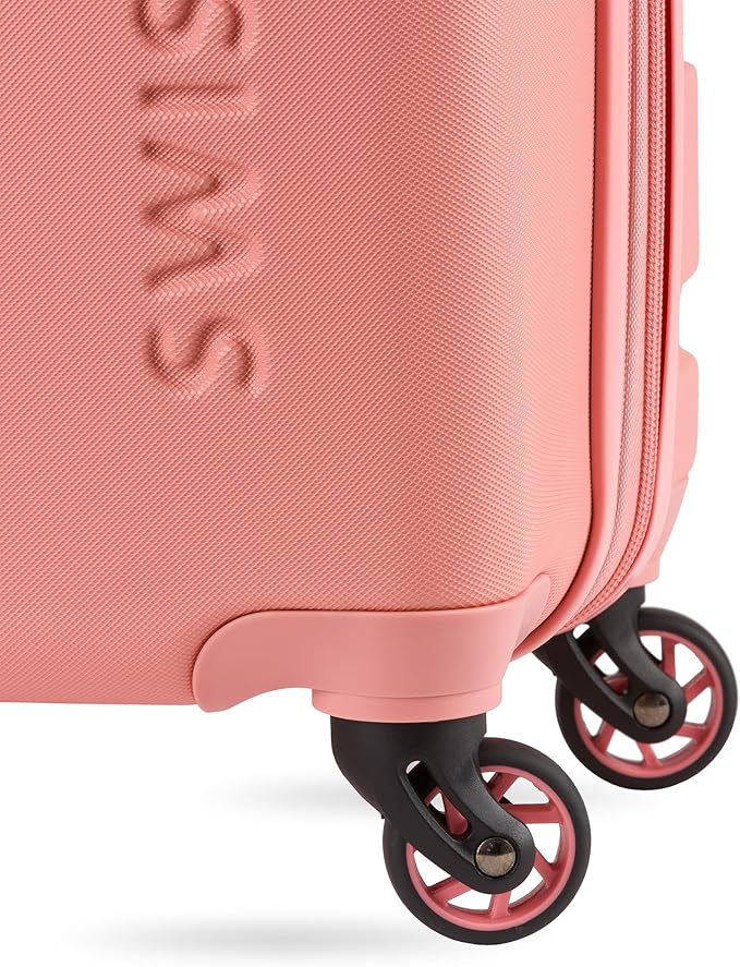 SwissGear 7366 Signature Hardside Expandable Luggage with Spinner Wheels, TSA Lock, Cup-Holder, Coral Almond, Carry-On 19-Inch