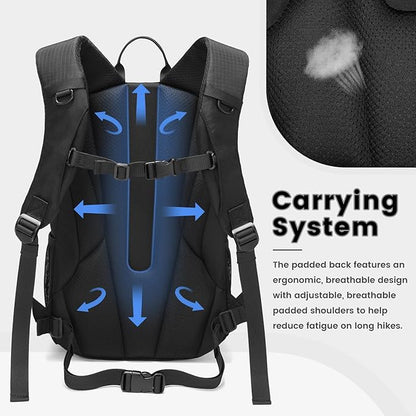20L Lightweight Hiking Daypack, Small Hiking Travel Backpack for Women men (Black)