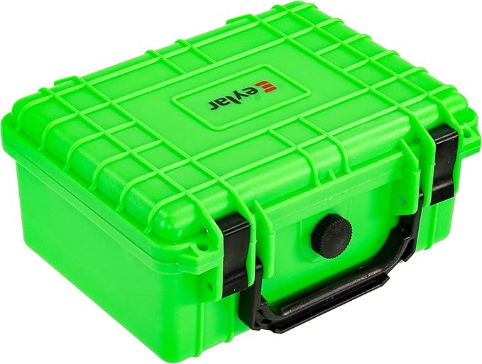 Eylar Protective Camera Hard Case Water & Shock Proof w/Foam, TSA Standards 9.12 inch 7.56 inch 4.37 inch (Neon Green)