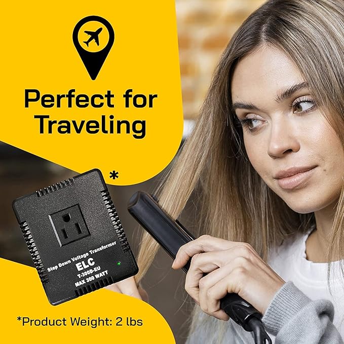 ELC 300-Watt Voltage Converter - Step Down - 220v to 110v / 240v to 120v Travel Power Converter - for Hair Straightener, Hair Dryer, Laptops and Chargers, CE Certified [3-Years Warranty]