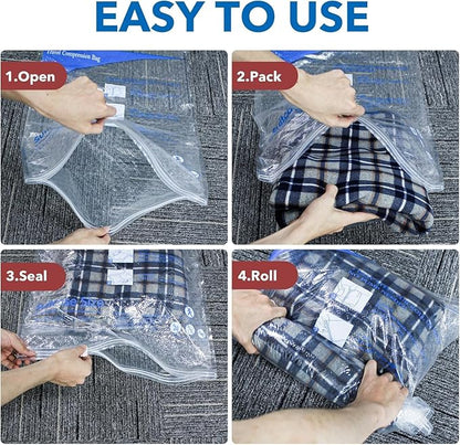 36 Pack Vacuum Storage Bags with Electric Pump, Vacuum Seal Bags for Clothing, Pillows, Blanket, Bedding, Comforters,Includes 6 Jumbo,6 Large,6 Medium,6 Small,6 Travel bags and 6 small Travel bags