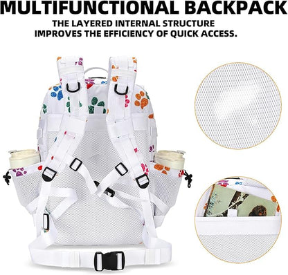 25L Tactical Military Backpack Small Travel Rucksack for Men and Women Assault Pack Bug Out Bag Molle Daypack Gym Backpack with Bottle Holder (Cat Paw)