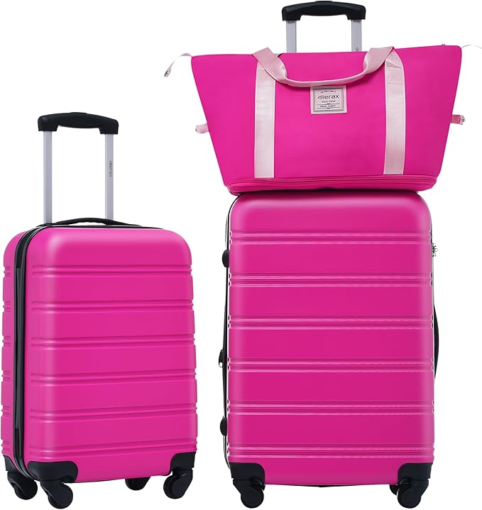 Merax Luggage Sets 2 Piece Suitcase Set 20/24 IN,Carry on Luggage and Travel Bag TSA Lock Expandable,Hard Case Luggage with Spinner Wheels,Pink