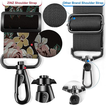 ZINZ 60" Universal Bag Strap with Ultra-Thick Fixed Breathable Pad Adjustable Heavy-Duty Shoulder Strap for Laptop Bag Crossbody Luggage Gym Bag Camera Bag and More,Black Flower