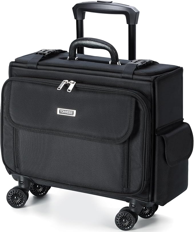 Rolling Laptop Bag 15.6 Inch Water Resistant Rolling Laptop Briefcase on Wheels Computer Bag Laptop Case for Work Travel Business Men Women, Black,New