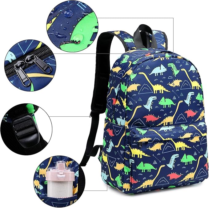 CAMTOP Backpack for Kids, Boys Preschool Backpack with Lunch Box Toddler Kindergarten School Bookbag Set (4-7Years,Dino-Navy Blue, 15/''(L)x11.8/''(H)*5.1/''(W))