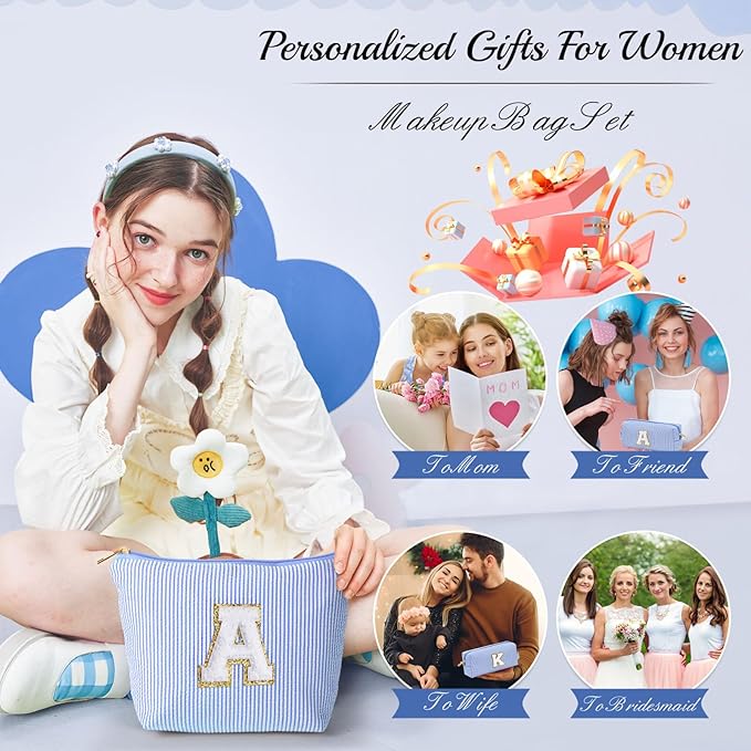 YOOLIFE Birthday Gifts for Women Her, Make Up Bag Pouch Cosmetic Travel Bag Bridesmaid Makeup Bag Toiletry Bag Wife Birthday Gifts Ideas Boss Day Gifts Wedding Gifts Daughter Gifts Hostess Gifts Z