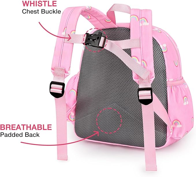 STEAMEDBUN Corduroy Toddler Backpack for Girls 2-4: Kids backpack for Girls - 12 inch Preschool Kindergarten Backpacks - Rainbow