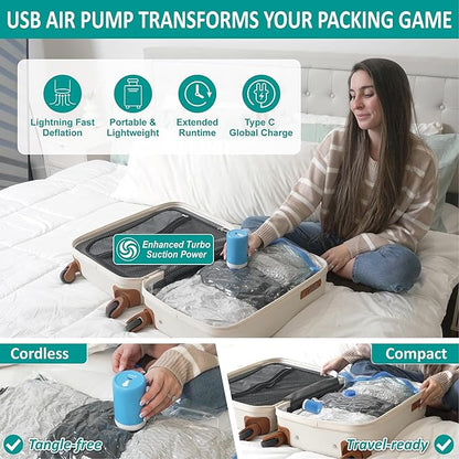 30 Pack Vacuum Storage Bags with Rechargeable Wireless Electric Pump, Vacuum Seal Space Saver Bags for Clothing, Pillows, Blanket, Bedding, Comforter