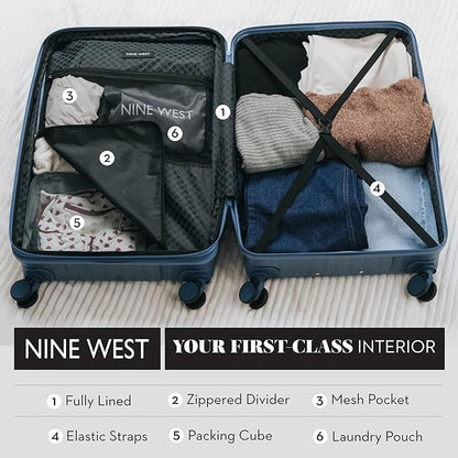 Nine West Zion 28 Inch Hardshell Spinner, Large Expandable Checked Luggage, Extra Capacity Suitcase for Extended Travel Lapis