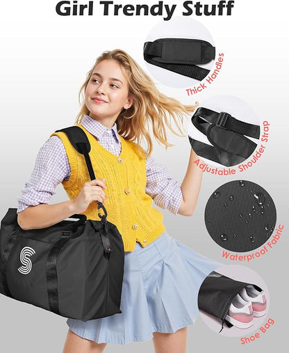Bridesmaid Gifts, Initial Travel Duffel Bag, Gym Bag, Duffel Bag,Personalized Weekender Bag，Overnight Bag Friend Wedding Girlfriend Birthday Gifts for Women Gifts for Teen Girls (Letter S)