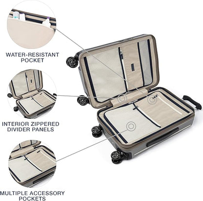 Travelpro Platinum Elite Hardside Expandable Carry on Luggage, 8 Wheel Spinner, TSA Lock, Hard Shell Polycarbonate Suitcase, Metallic Sand, Compact Carry on 20-Inch
