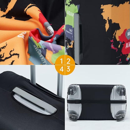 Travelkin Luggage Covers For Suitcase Tsa Approved,Suitcase Cover Protector Fit 18-32 Inch Luggage (Map, XL)