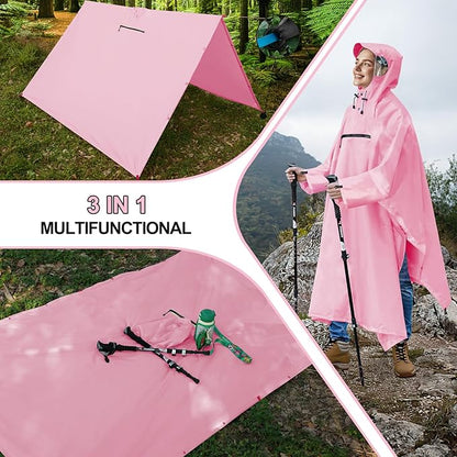 Andake Waterproof Rain Poncho for Adults Unisex,230T Ripstop Polyester,Raincoat Gear with Transparent Viewing Window Outdoors