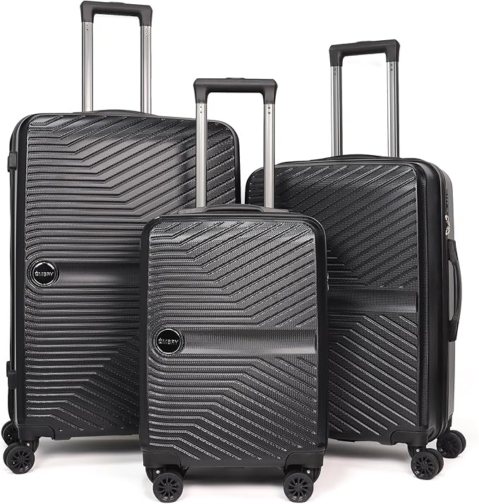 Luggage Set 3 Pieces -Suitcase Set - Carry on Luggage with Wheels - Check-in Luggage - PC + ABS Durable Suitcase Rotating Silent Wheels 3-Piece 20/24/28 Black