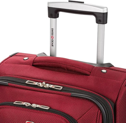 SwissGear Sion Softside Expandable Luggage – Carry-On Suitcase with 360 Degree Wheels & Retractable Handle – 21 Inch, Perfect for 1-3 Night Trips – Burgundy