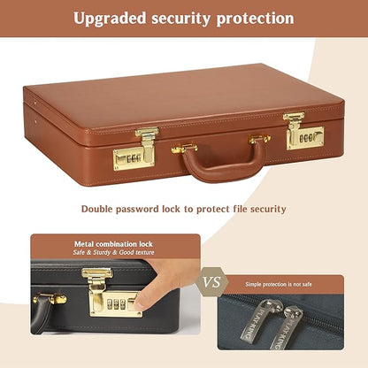 Briefcases for Men, Professional Leather Briefcase with Lock, Hard Shell Business Brief Case, Durable Executive Attache Case for Laptop Documents, Mens Hard Briefcase for Work Office Travel
