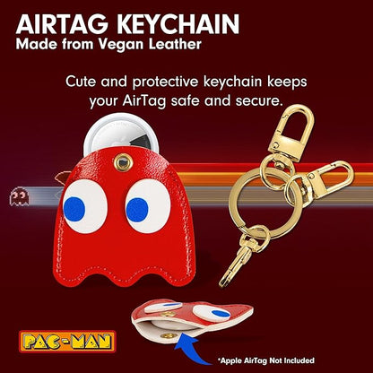Sonix Keychain Case Compatible with Apple AirTag | Protective AirTag Cover Keychain Charm | Pac-Man Classic - Blinky (Red)