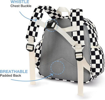 STEAMEDBUN Corduroy Toddler Backpack for Boys 2-4: Kids backpack for Boys Girls - 12 inch Preschool Kindergarten Backpacks - Checkered