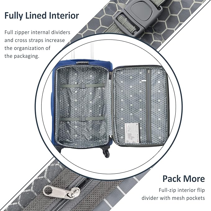 Luggage Sets 3 Piece Softside Expandable Lightweight Durable Softshell Suitcase Sets Spinner Wheels TSA Lock
