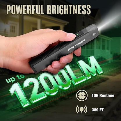 Mossy Oak Rechargeable EDC Flat Flashlight 1200 Lumens, Pocket Work Light with Magnetic Base, UV & White Light Combo, Waterproof LED Inspection Light for Work and Home - Idea Christmas Gift for Men