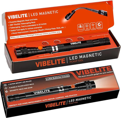 Gifts for Dad, Magnetic Pickup Tool with LED, Telescoping Magnet Flashlight, Cool Gadgets Stocking Stuffers for Teen Boys, Christmas Gifts for Men, Husband, Handyman, Boyfriend, Him, Dad, Black
