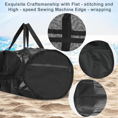 Gear Dive Bag - Foldable Mesh Snorkel Backpack, Large Equipment Holder, Long Lasting Storage Organizer | Duraable Duffle for Scuba Diving, Swimming, Beach, Pool, Travel, Sports, Volleyball, Basketball