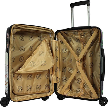 World Traveler VentureX Airline Approved 2-Piece Carry-On Luggage Set – Lightweight Hardside Polycarbonate Suitcase with Spinner Wheels - Peonies