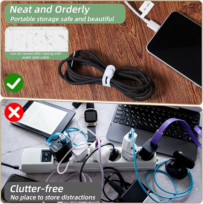 90 Pcs Nylon Cable Labels and Cord Ties Set - 30 Colorful Data Cable Organizer + 60 Identification Wire Labels, Cord Management for Home Office Travel Desk Electronics (Multicolor)