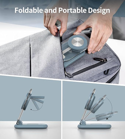 3 in 1 Magnetic Wireless Charging Station for Apple Devices, Fast Foldable Travel Mag-Safe Charger Stand with Night Light for iPhone 17 16 15 14 13 12 Series, Apple Watch/AirPods Pro, LB