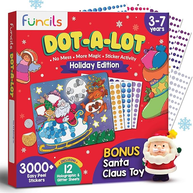Christmas Special - Dot Stickers for Toddlers, Holiday Theme Dot Art Activity for Kids, DIY Craft Kit, Stocking Stuffers, Christmas Gifts for Boys & Girls Ages 3, 4, 5, 6, 7 Year Old