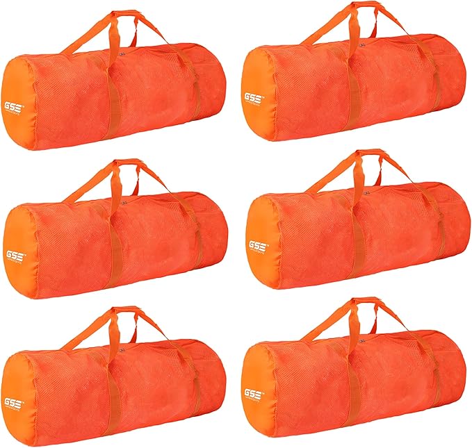 Orange Heavy-Duty Large Mesh Sports Duffle Bag, Dry Bag, Diving Equipment Scuba Bag with Zipper. Great for Gym Workout, Sport Balls Storage, Scuba Gear, Snorkeling, Water Sports and Travel