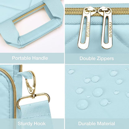 MOSISO Vertical Laptop Shoulder Bag,Computer Bag,Rhombus Quilted Messenger Bag with Front Pocket&Handle&Belt
