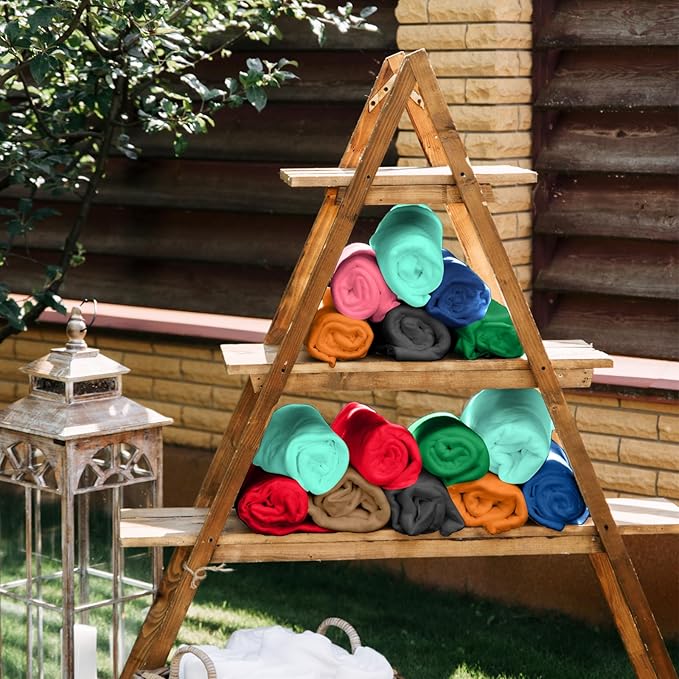 Kinlop Fleece Blanket Bulk 60 x 50 Inch Soft Lightweight Fleece Cozy Blanket Warm Throw Plush Pet Throw for Bed Couch Sofa Home Office Wedding Gifts Travel Camping(Novel Color,40 Packs)