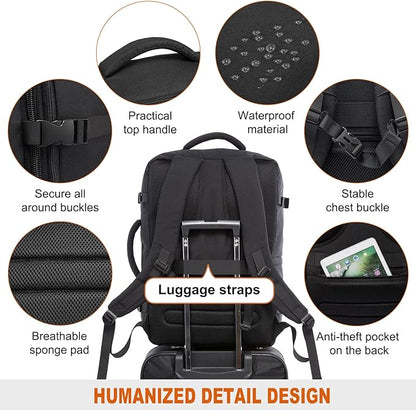 LOVEVOOK Carry on Backpack, 45L Large Travel Backpack for Women Men Airline Approved, Expandable Large Suitcase Backpacks With 4 Packing Cubes, Aer Travel Pack 3, Water Resistant Weekender Bag