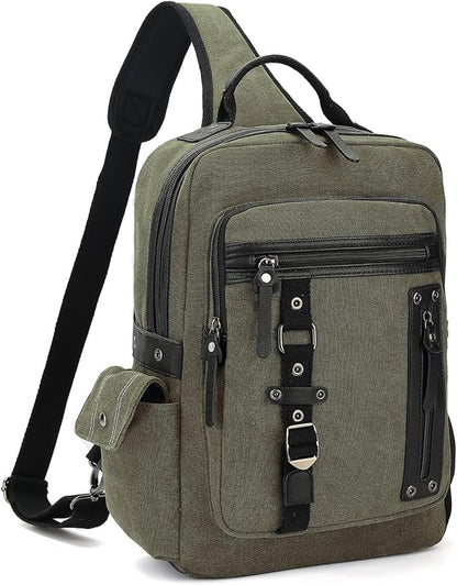Vintage Messenger Bag, Canvas Backpack for Travel, Men's Shoulder Bag, Dual-use Bag for Hand Carry and Crossbody Carry