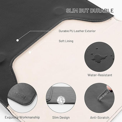 Allinside 15-16 inch Laptop Sleeve Case Compatible with MacBook Air 15 2023-2025/MacBook Pro 16 2021-2024, Waterproof PU Leather Laptop Sleeve Bag Protective Vertical Case Cover, Black