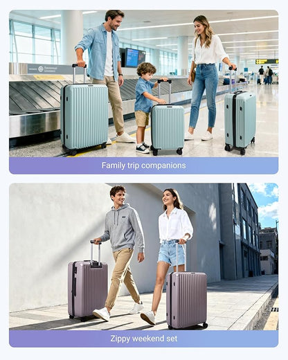 LIGHT FLIGHT Luggage Sets, Durable Hard Shell 3 Piece Set Suitcase with Spinner Wheels, Hardside Lightweight Luggage set with TSA Lock, Large Travel Luggage Set (20" 24" 28"), Rouge Dust