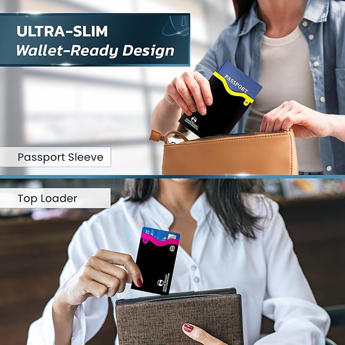 RFID Blocking Credit Card Sleeves 18-Piece Set – 14 Color-Coded Card Protectors with 4 Passport Holders – Slim Water-Resistant Anti-Theft Protection for Travel