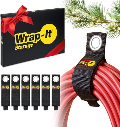 Heavy-Duty Wrap-It Storage Straps, 10-inch (6 Pack) - Hook and Loop Extension Cord Organizer Hanger, Cord Keeper, Cable Straps for Cords, Hoses, and Garage Storage