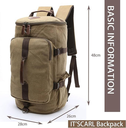 IT'SCARL Large backpack for men,Travel backpack,Carry on, Canvas big bag,Work back pack(khaki)